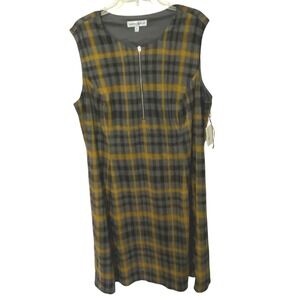 Plus Size Plaid Jumper Dress 20W Pull Zipper Preppy Academic Urban‎ Fall Winter